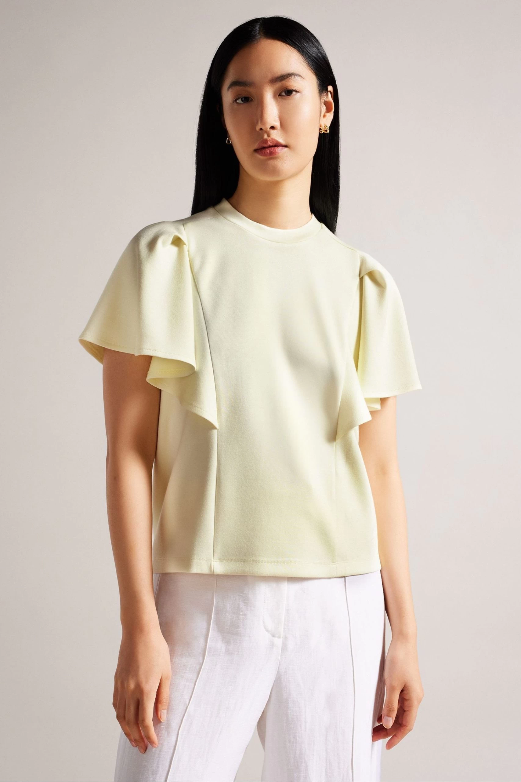 Ted Baker Yellow Boxy T-Shirt With Angel Sleeves 3 Ted Baker Yellow Boxy T-Shirt With Angel Sleeves