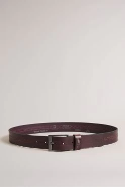 Ted Baker Red Crisic Oxblood Stitch Detail Leather Belt