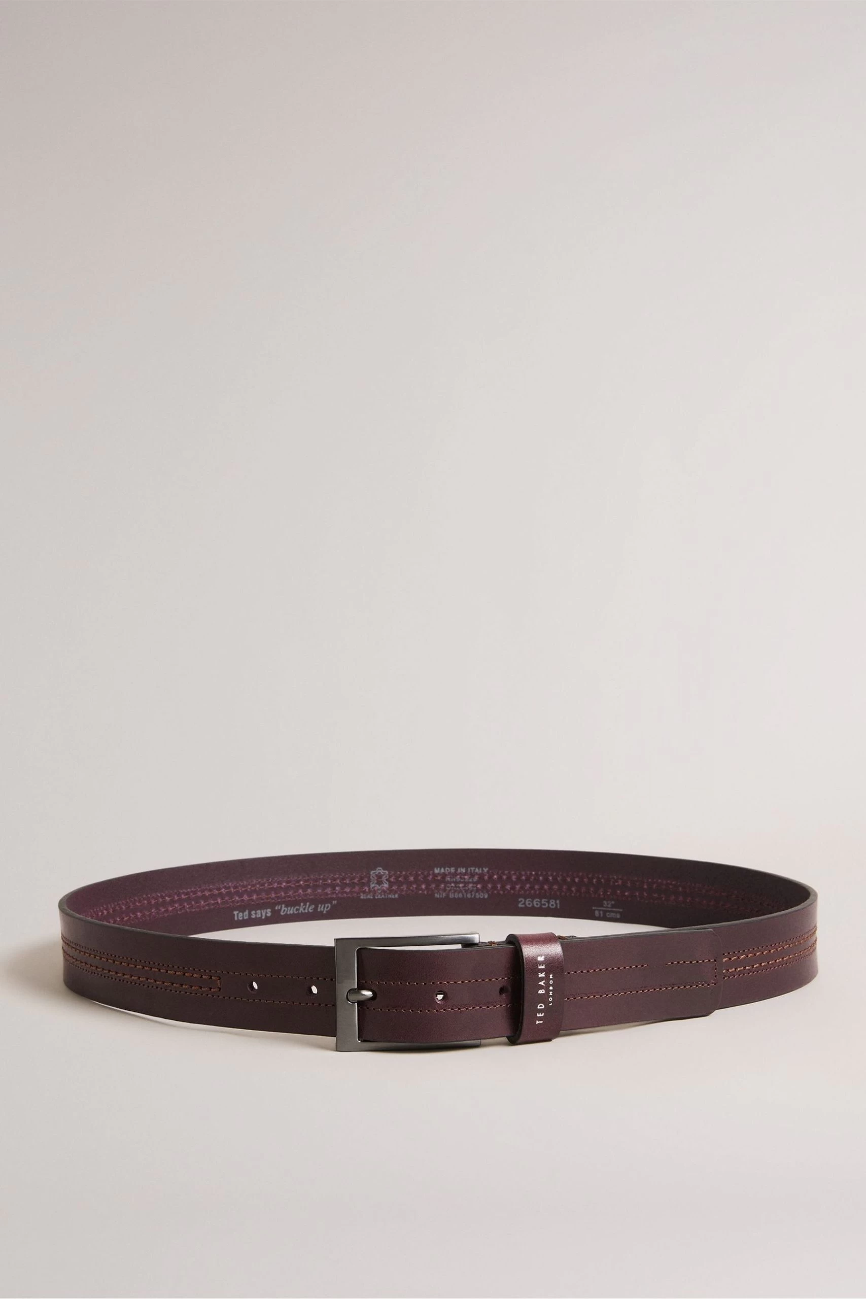Ted Baker Red Crisic Oxblood Stitch Detail Leather Belt 3 Ted Baker Red Crisic Oxblood Stitch Detail Leather Belt