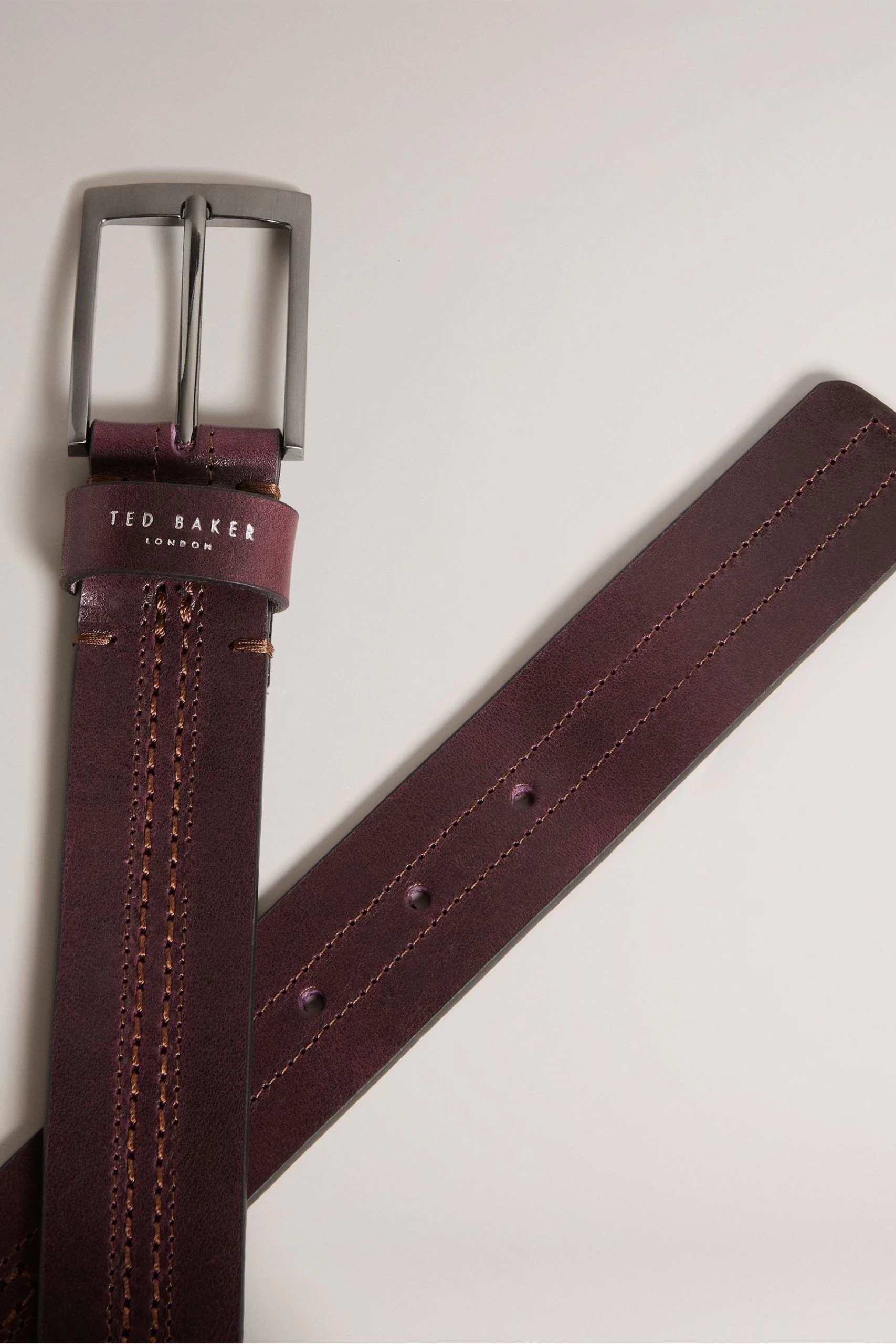 Ted Baker Red Crisic Oxblood Stitch Detail Leather Belt 5 Ted Baker Red Crisic Oxblood Stitch Detail Leather Belt - Image 3