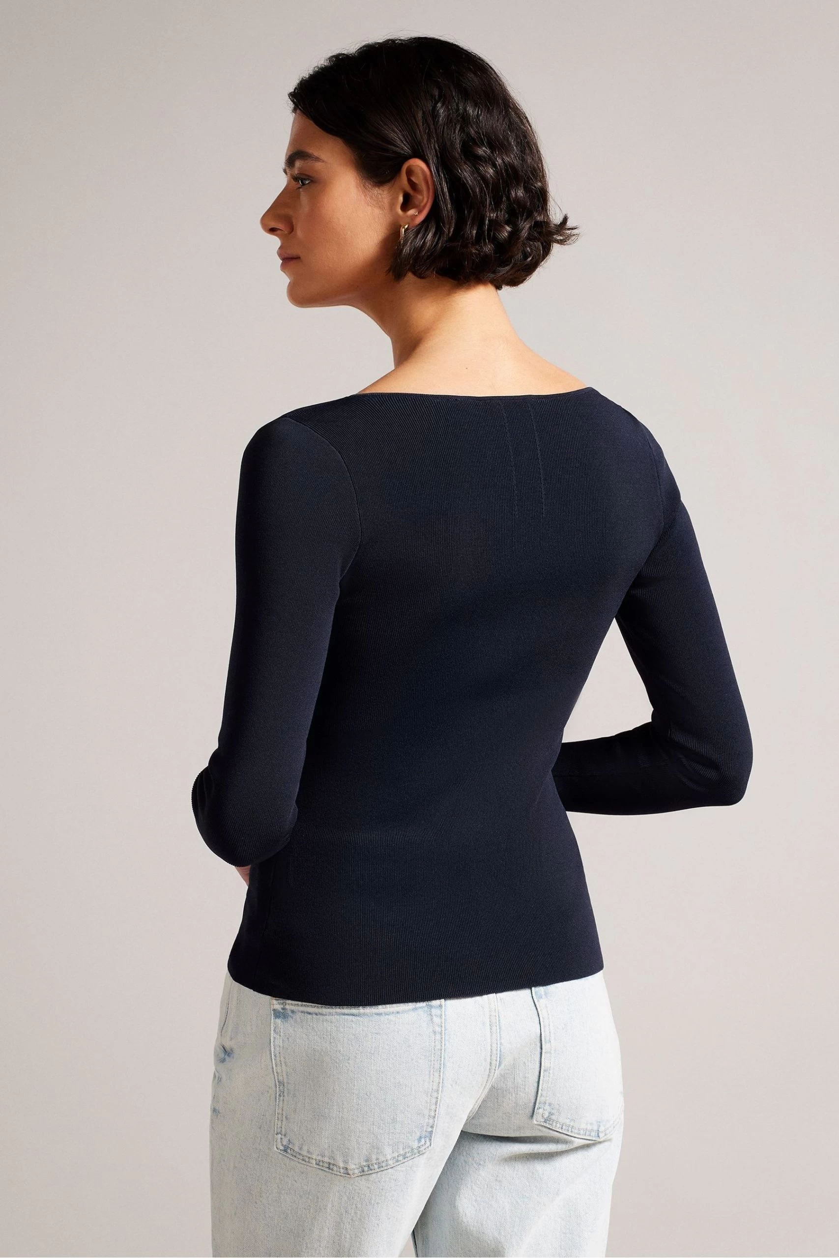 Ted Baker Blue Cileste V-Neck Slim Fit Knit Top 4 Ted Baker Blue Cileste V-Neck Slim Fit Knit Top - Image 2