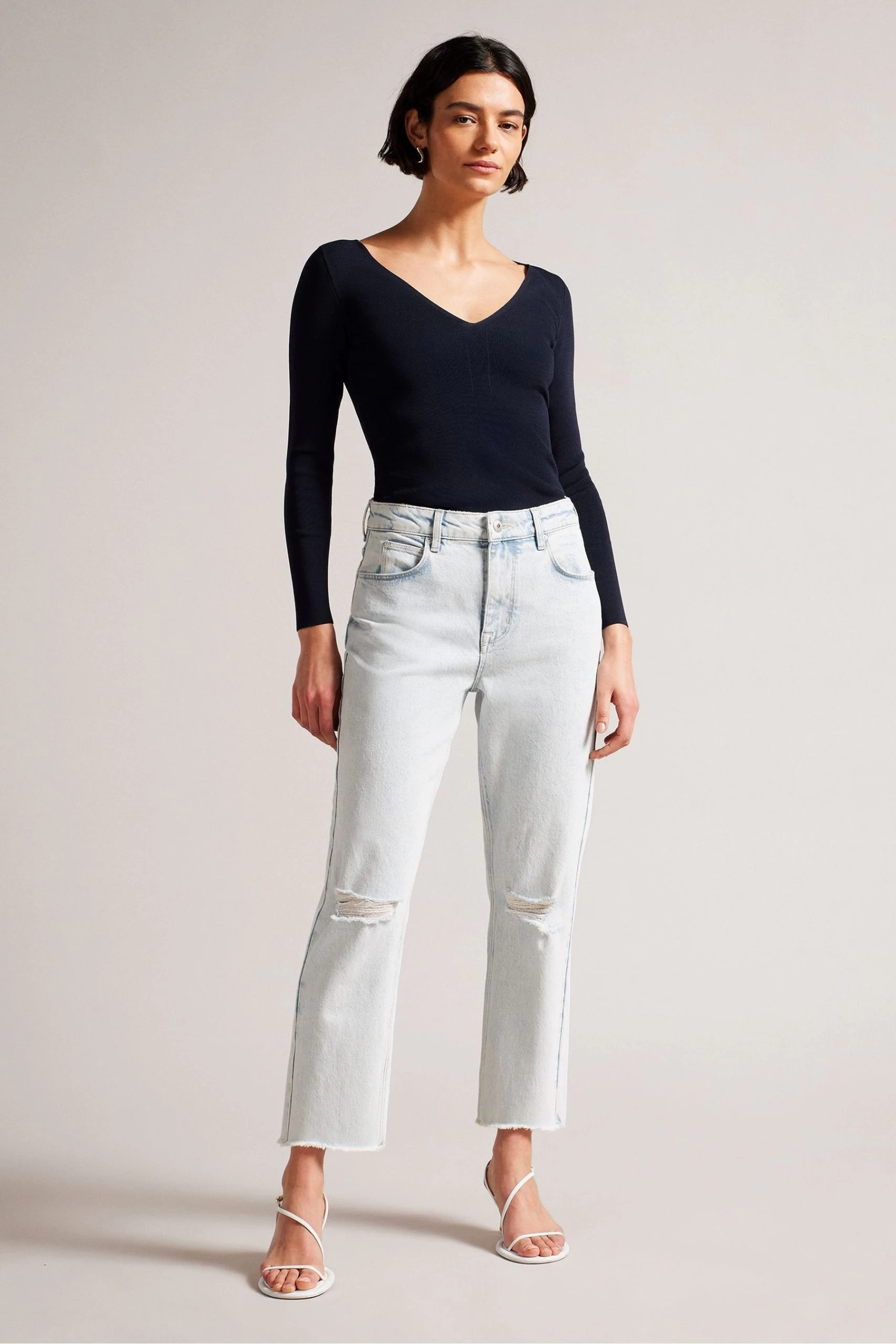 Ted Baker Blue Cileste V-Neck Slim Fit Knit Top 5 Ted Baker Blue Cileste V-Neck Slim Fit Knit Top - Image 3