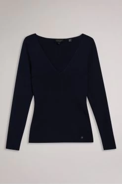 Ted Baker Blue Cileste V-Neck Slim Fit Knit Top 13 Ted Baker Blue Cileste V-Neck Slim Fit Knit Top -Ted Baker Shop 876803s5