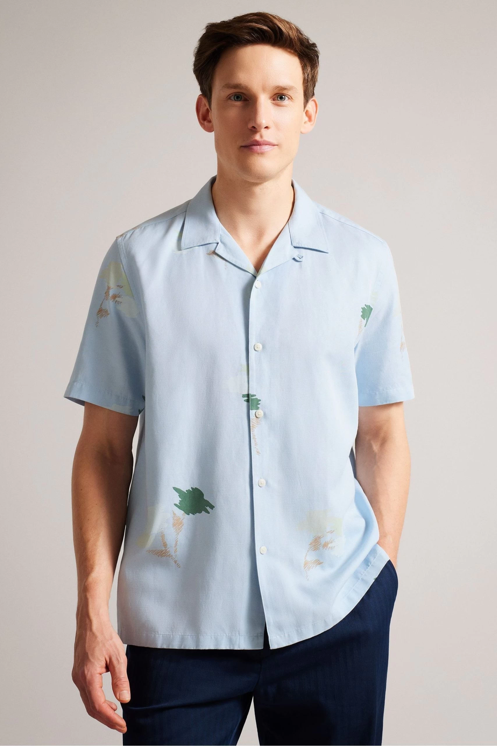 Ted Baker Blue Neele Short Sleeve Abstract Floral Shirts 3 Ted Baker Blue Neele Short Sleeve Abstract Floral Shirts
