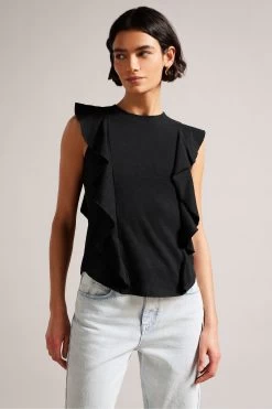 Ted Baker Kathley Black Frill Linen Vest