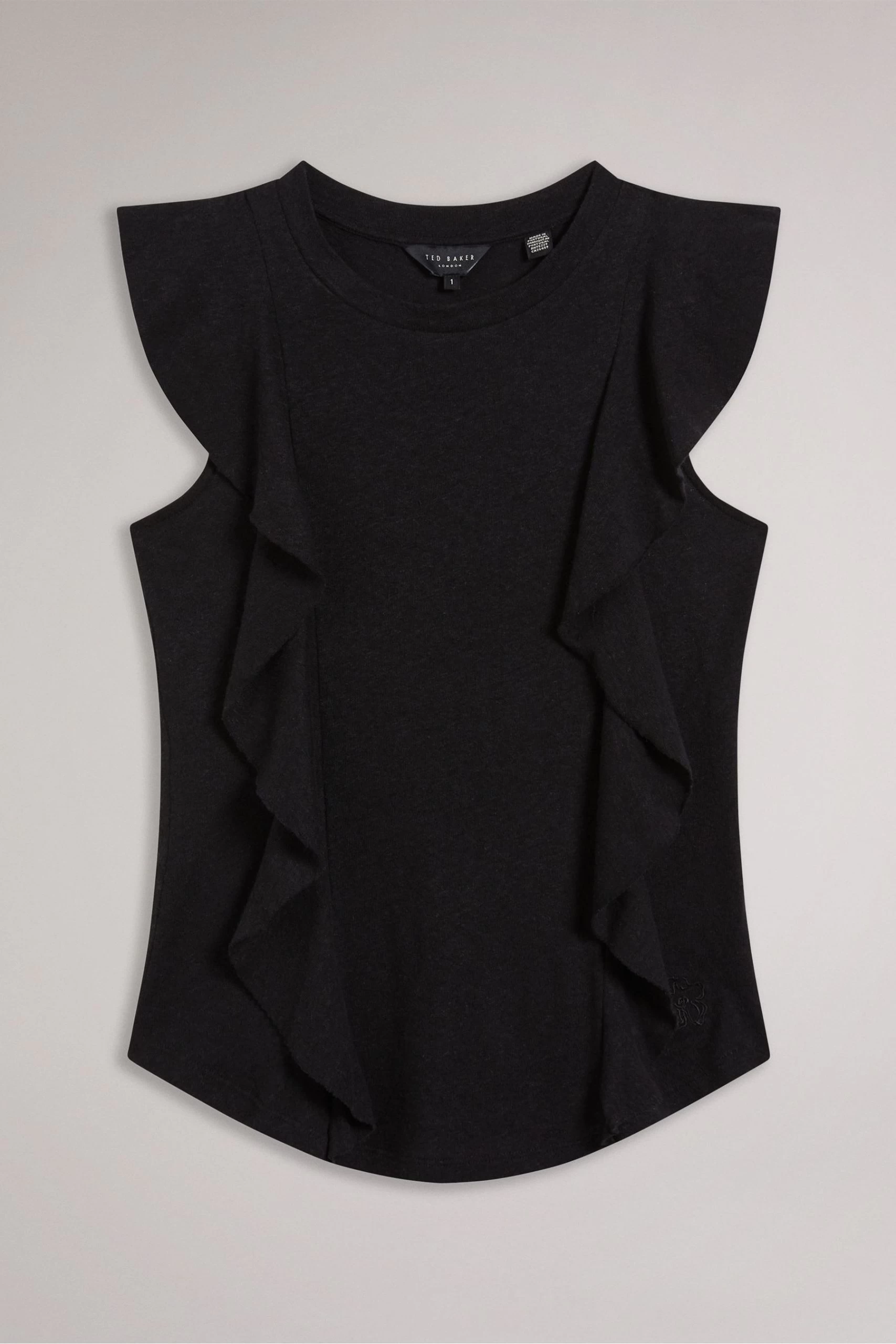 Ted Baker Kathley Black Frill Linen Vest 7 Ted Baker Kathley Black Frill Linen Vest - Image 5