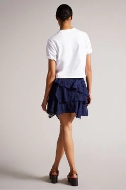 Ted Baker Carmyn White Roll Sleeve T-Shirt With Satin Stitch Magnolia 9 Ted Baker Carmyn White Roll Sleeve T-Shirt With Satin Stitch Magnolia -Ted Baker Shop 8Z5681s2