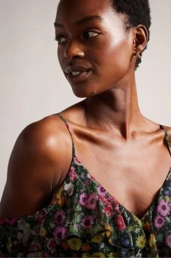 Ted Baker Priyahh Black Off The Shoulder Ruffle Playsuit -Ted Baker Shop 901524s4