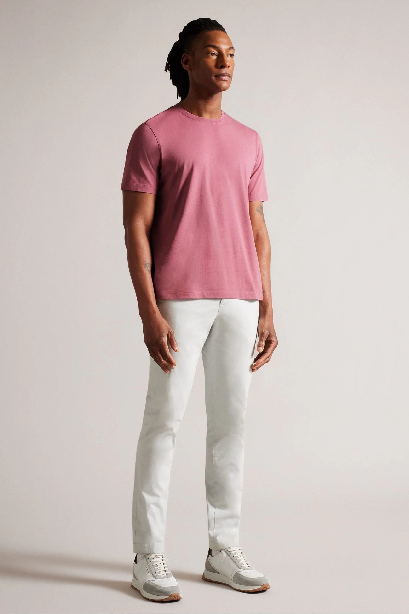 Ted Baker Pink Tywinn Short Sleeved Regular Plain T-Shirt 5 Ted Baker Pink Tywinn Short Sleeved Regular Plain T-Shirt - Image 3