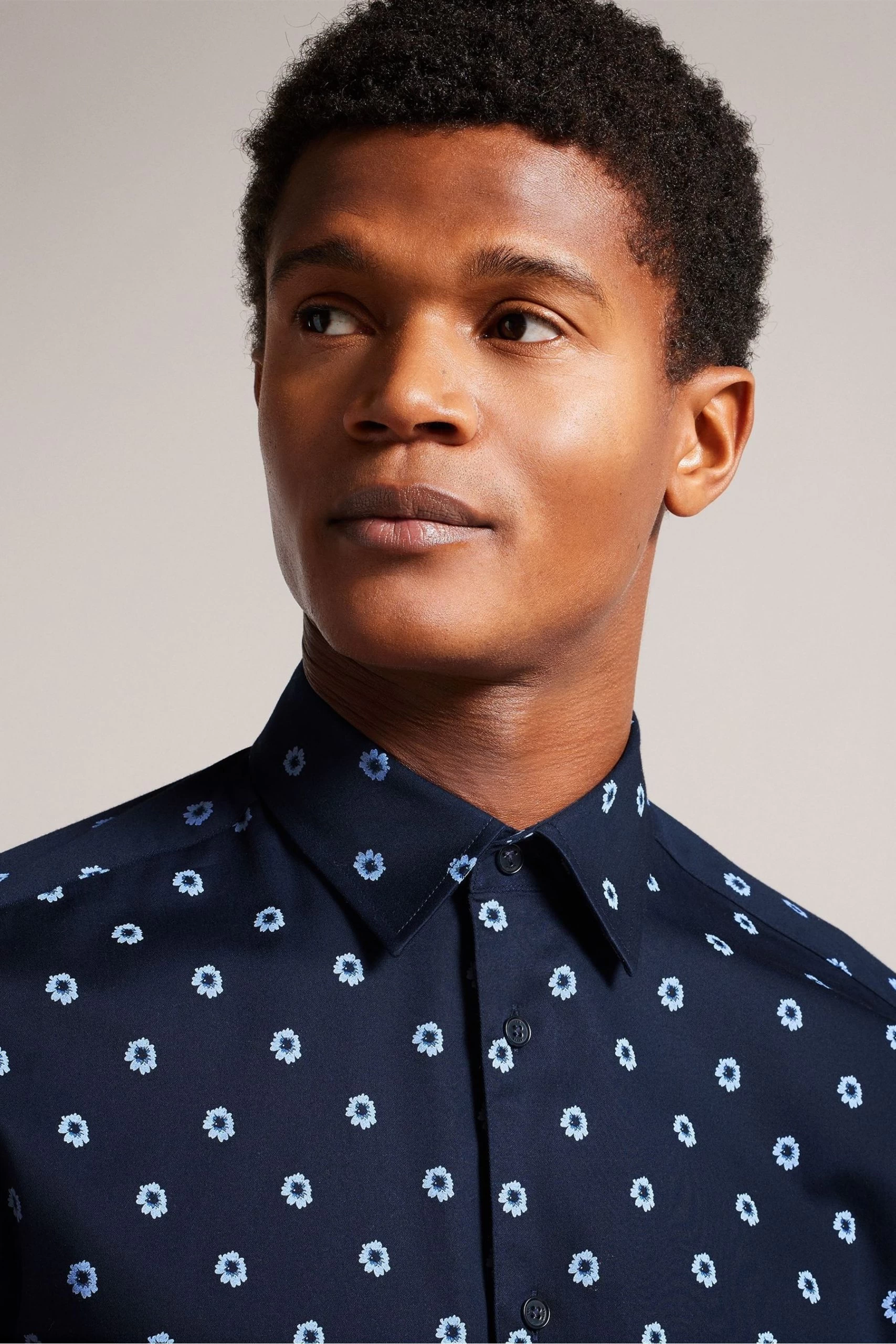 Ted Baker Blue Kyme Long Sleeve Ditsy Floral Shirt 6 Ted Baker Blue Kyme Long Sleeve Ditsy Floral Shirt - Image 4
