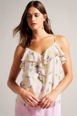 Ted Baker Yellow Shaunia Ruffle V-Neck Cami