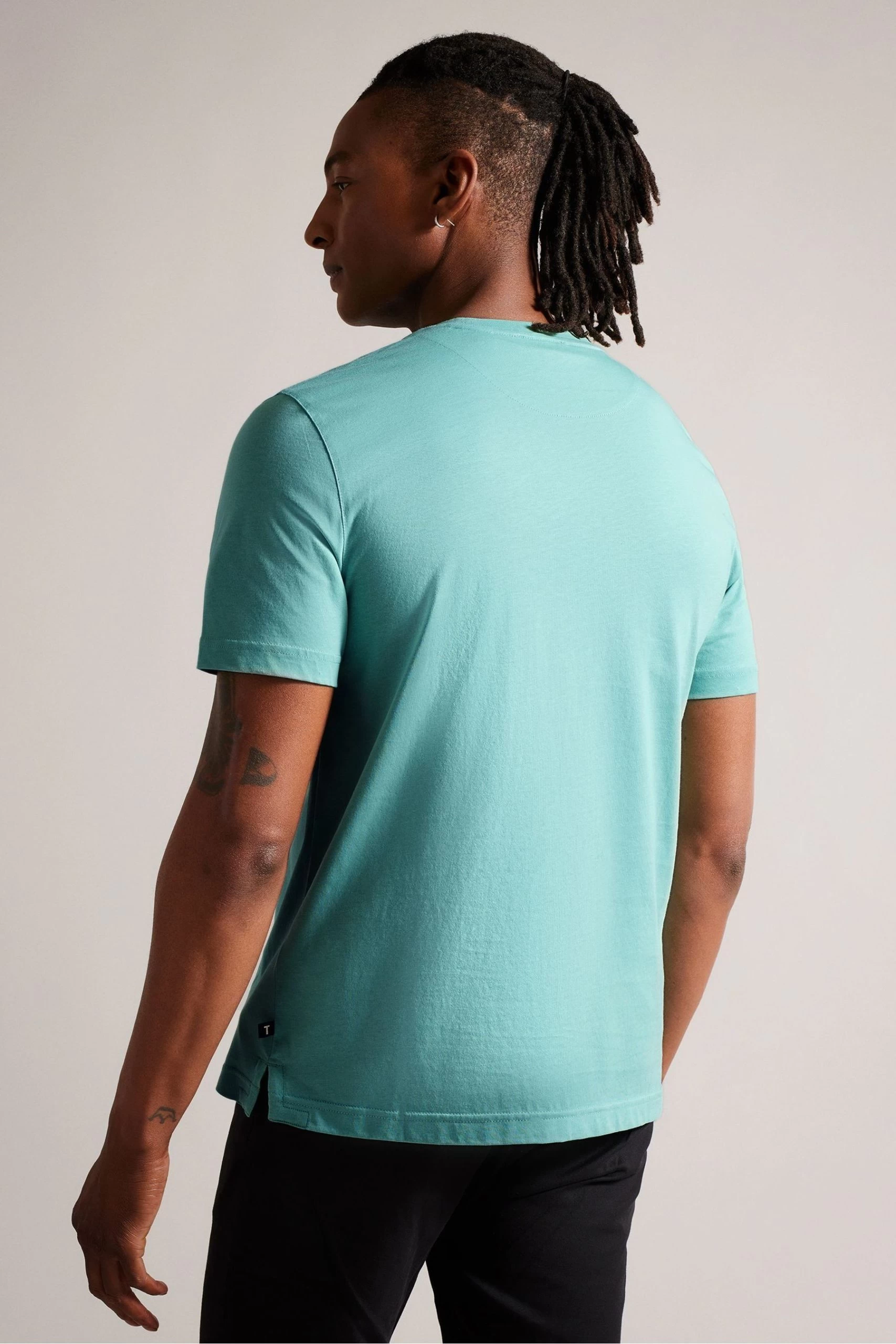 Ted Baker Green Rofata Short Sleeved Square Branded T-Shirt 4 Ted Baker Green Rofata Short Sleeved Square Branded T-Shirt - Image 2