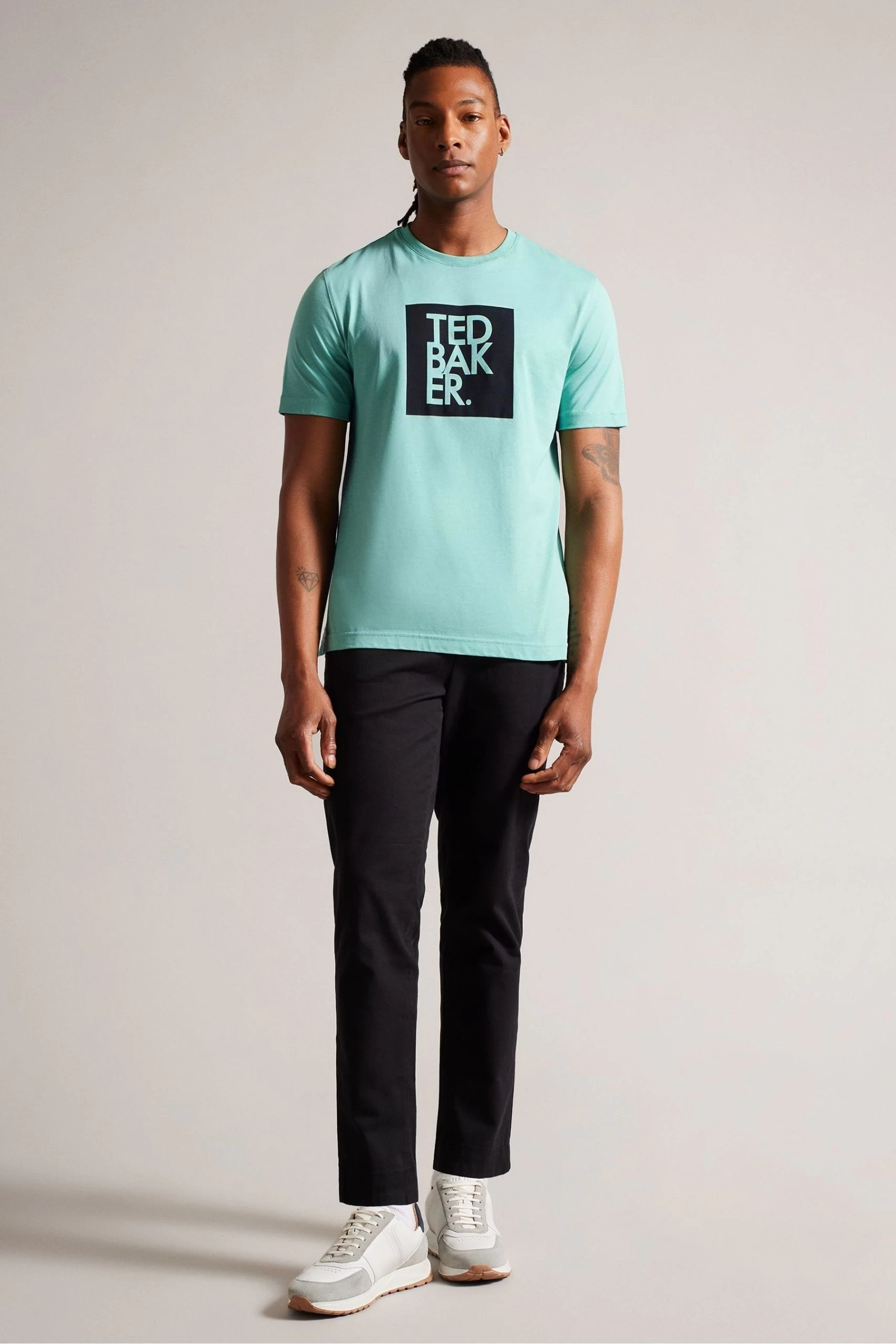 Ted Baker Green Rofata Short Sleeved Square Branded T-Shirt 5 Ted Baker Green Rofata Short Sleeved Square Branded T-Shirt - Image 3