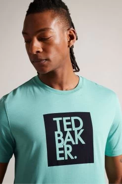 Ted Baker Green Rofata Short Sleeved Square Branded T-Shirt 10 Ted Baker Green Rofata Short Sleeved Square Branded T-Shirt -Ted Baker Shop 921081s4