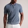 Ted Baker Blue Radwint Short Sleeved Textured Striped Polo Shirt 2 Ted Baker Blue Radwint Short Sleeved Textured Striped Polo Shirt -Ted Baker Shop 940525s