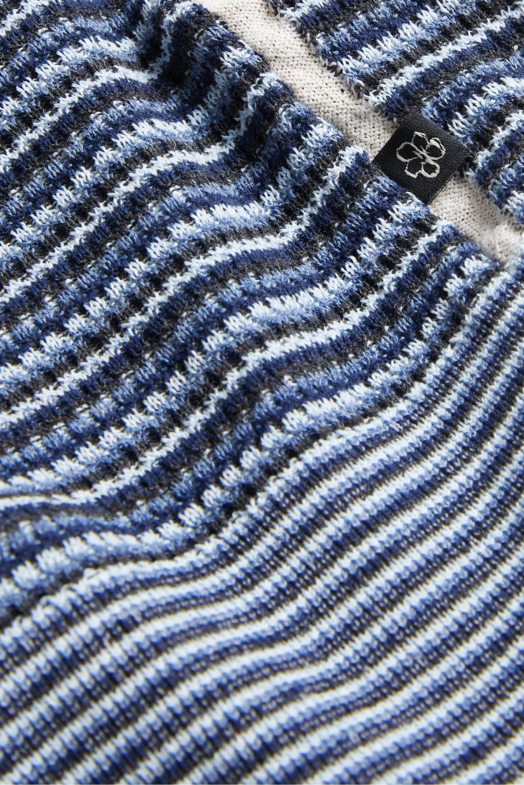 Ted Baker Blue Radwint Short Sleeved Textured Striped Polo Shirt 7 Ted Baker Blue Radwint Short Sleeved Textured Striped Polo Shirt - Image 5