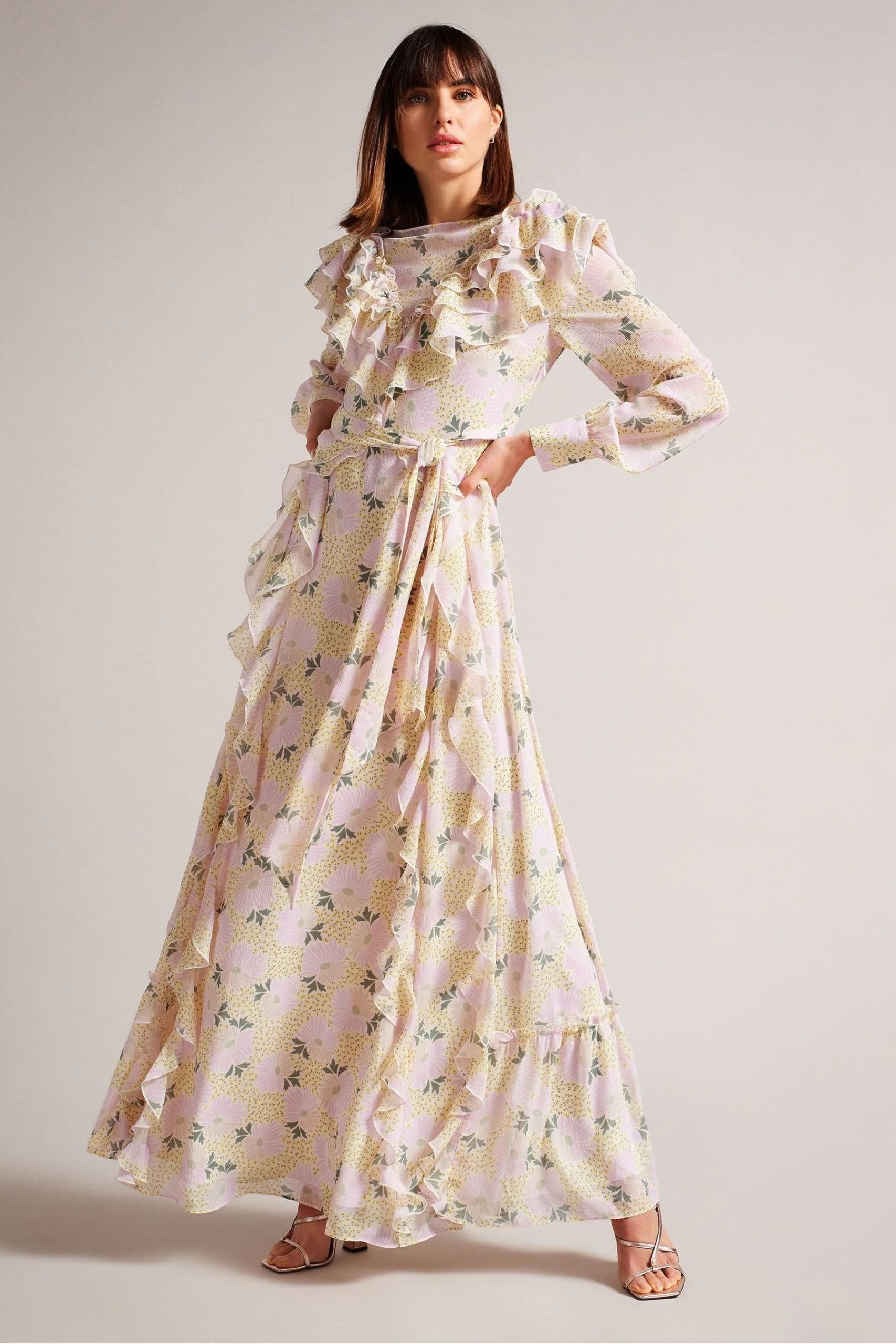 Ted Baker Yellow Vivyana Frilled Long Sleeve Maxi Dress 3 Ted Baker Yellow Vivyana Frilled Long Sleeve Maxi Dress