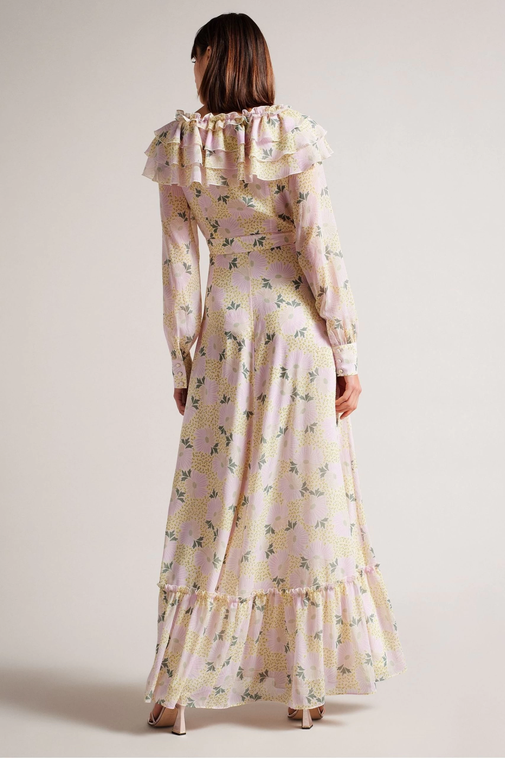 Ted Baker Yellow Vivyana Frilled Long Sleeve Maxi Dress 4 Ted Baker Yellow Vivyana Frilled Long Sleeve Maxi Dress - Image 2