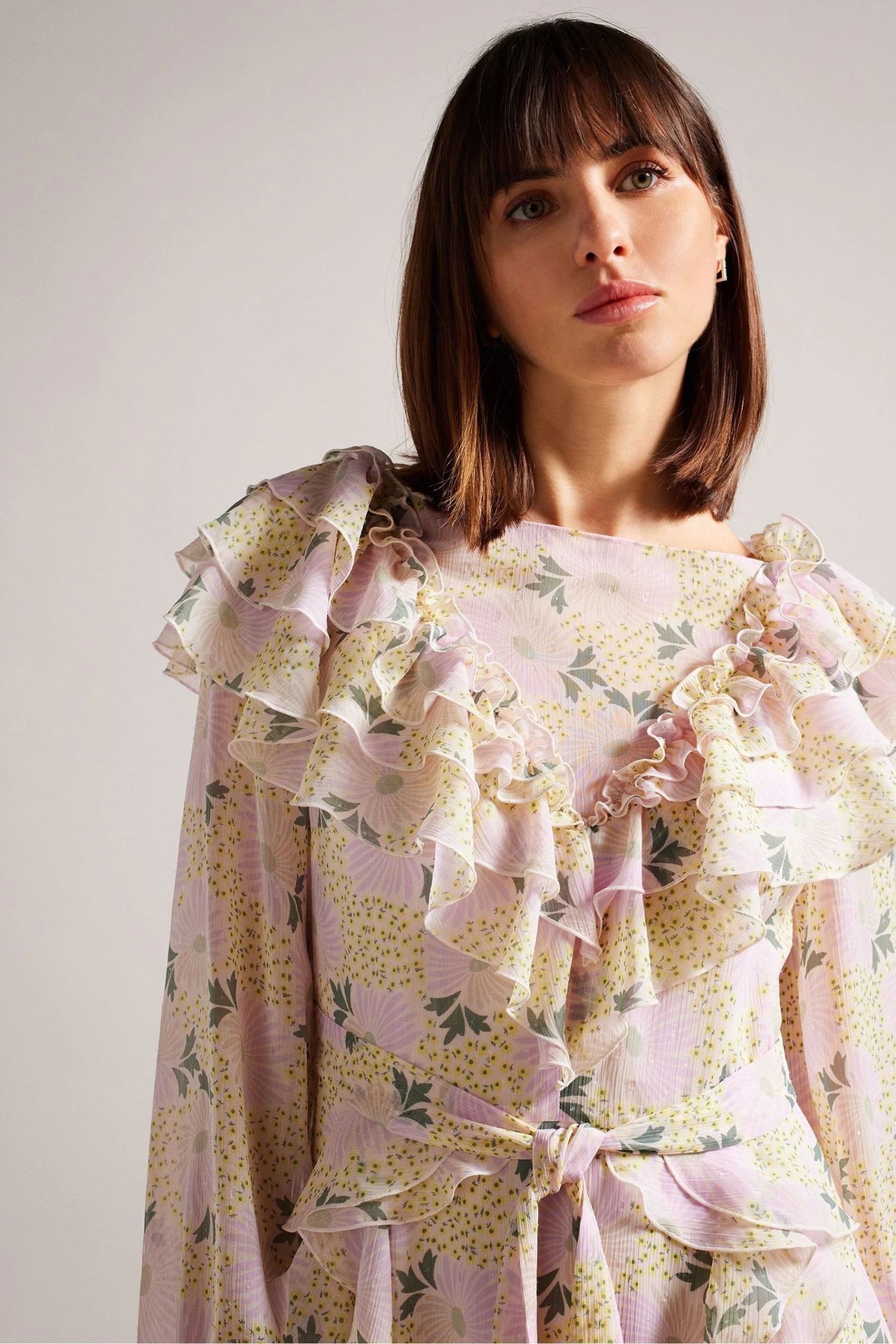 Ted Baker Yellow Vivyana Frilled Long Sleeve Maxi Dress 5 Ted Baker Yellow Vivyana Frilled Long Sleeve Maxi Dress - Image 3