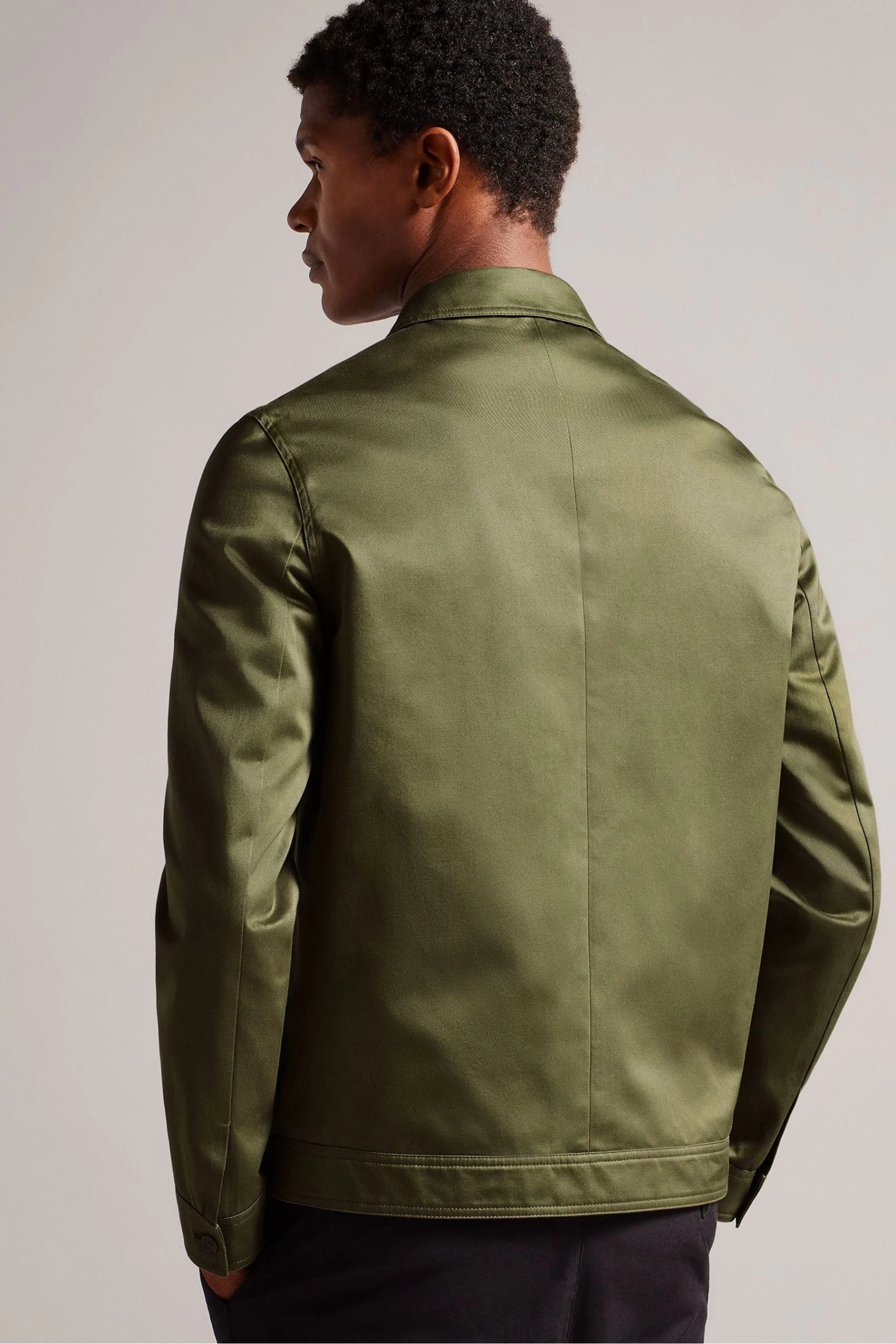 Ted Baker Green Lucianj Slim Fit Cotton Sateen Jacket 4 Ted Baker Green Lucianj Slim Fit Cotton Sateen Jacket - Image 2
