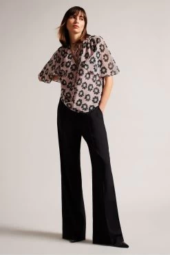 Ted Baker Pink Harlynn Split Sleeve Top With Neck Tie