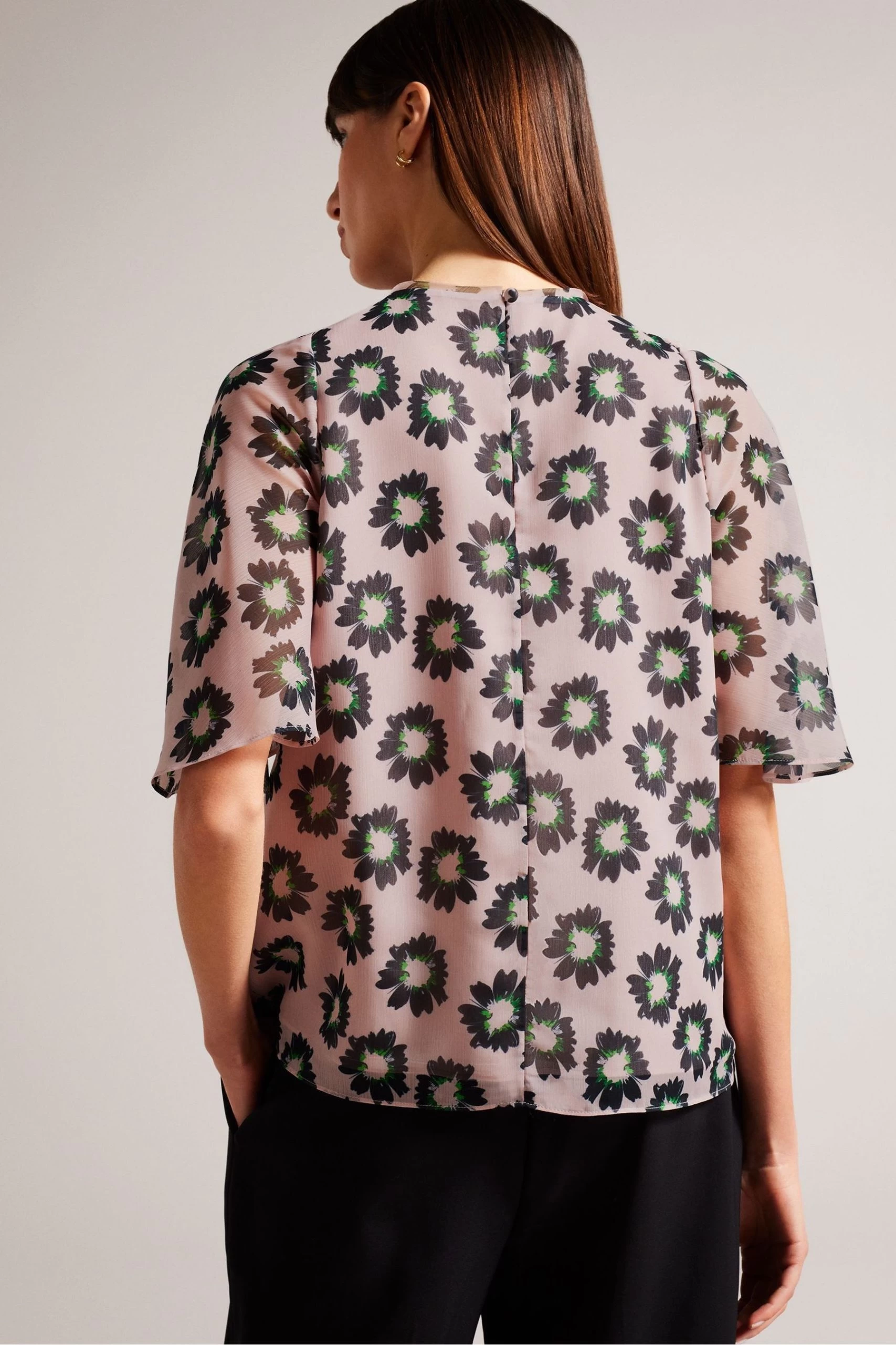 Ted Baker Pink Harlynn Split Sleeve Top With Neck Tie 4 Ted Baker Pink Harlynn Split Sleeve Top With Neck Tie - Image 2