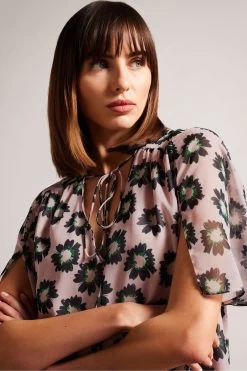 Ted Baker Pink Harlynn Split Sleeve Top With Neck Tie 10 Ted Baker Pink Harlynn Split Sleeve Top With Neck Tie -Ted Baker Shop 946914s3