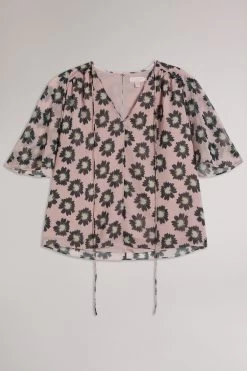 Ted Baker Pink Harlynn Split Sleeve Top With Neck Tie 11 Ted Baker Pink Harlynn Split Sleeve Top With Neck Tie -Ted Baker Shop 946914s4