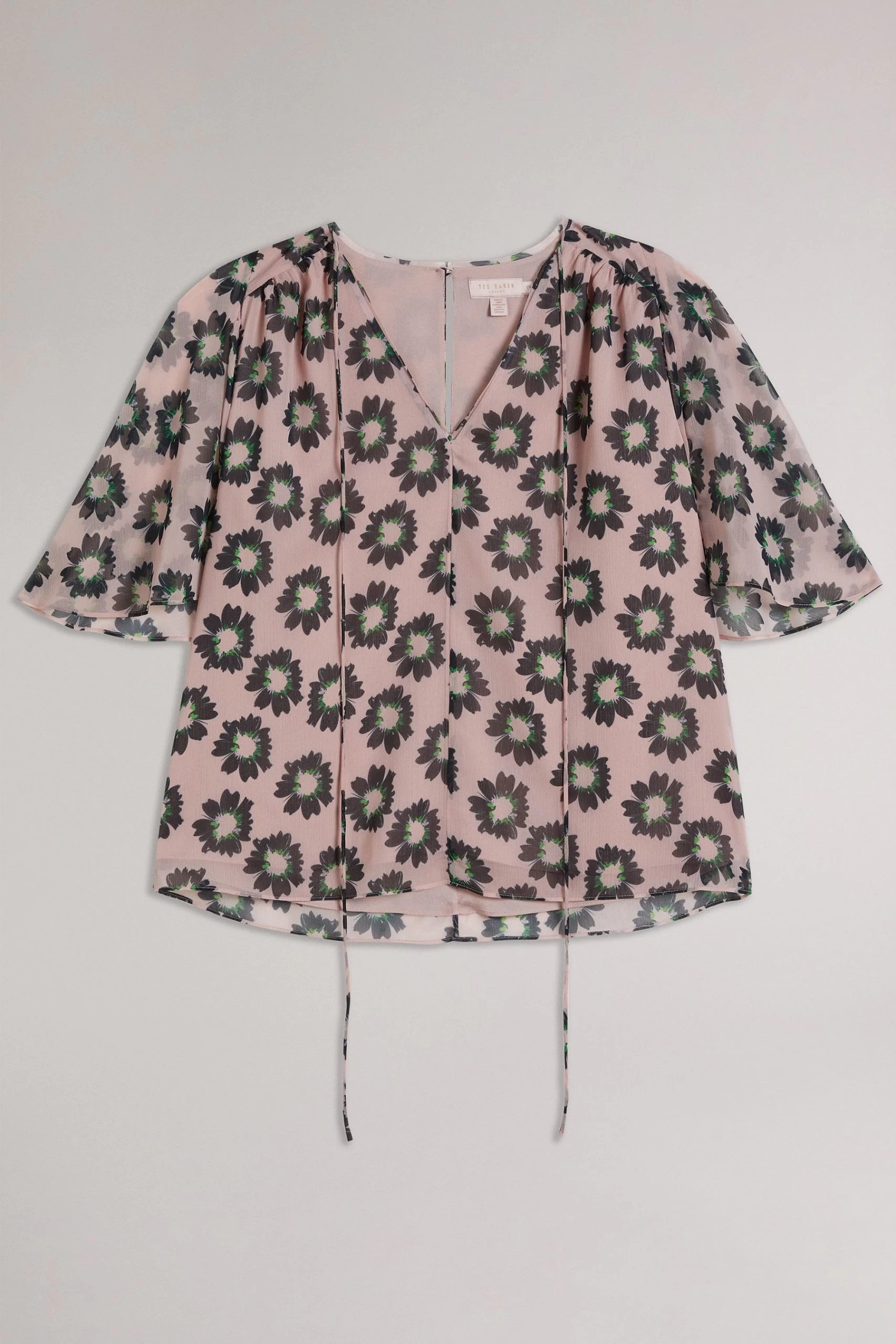 Ted Baker Pink Harlynn Split Sleeve Top With Neck Tie 6 Ted Baker Pink Harlynn Split Sleeve Top With Neck Tie - Image 4