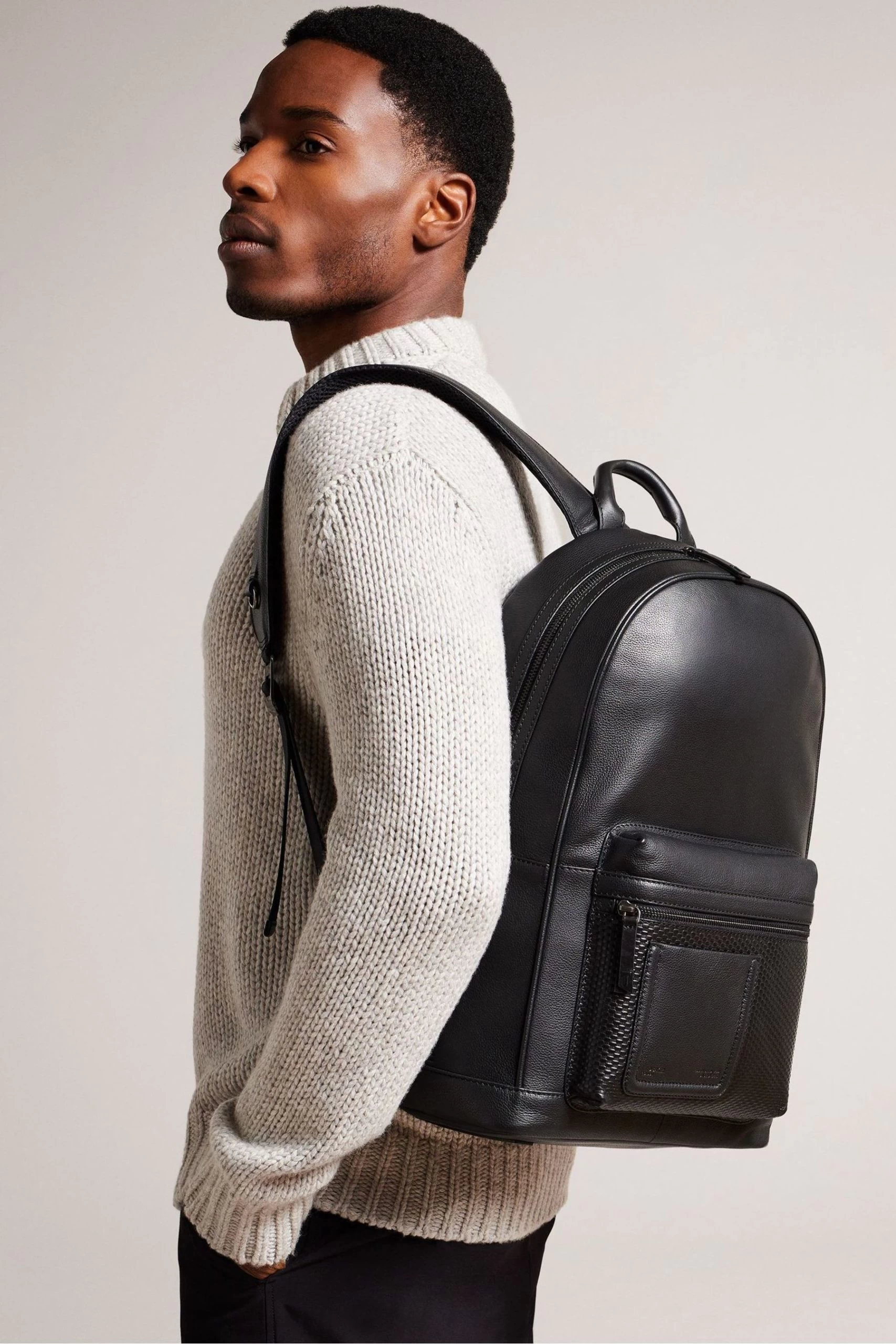 Ted Baker Convoy Black Texture Leather Backpack 7 Ted Baker Convoy Black Texture Leather Backpack - Image 5