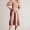 Ted Baker Pink Brontei Puff Sleeve Fitted Bodice Midi Dress 1 Ted Baker Pink Brontei Puff Sleeve Fitted Bodice Midi Dress -Ted Baker Shop 951634s