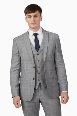 Ted Baker Grey Prince Of Wales Check Slim Suit Jacket