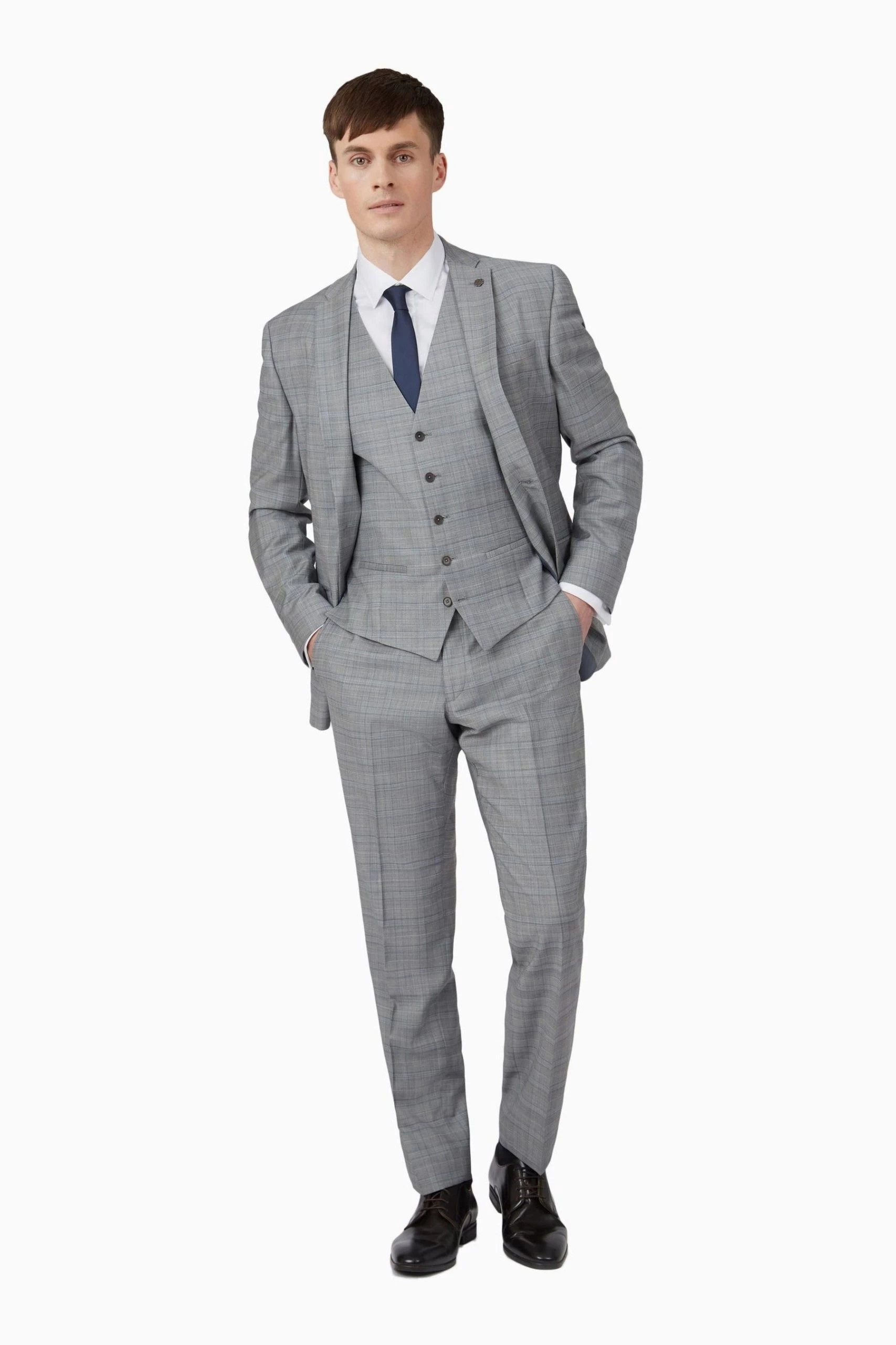 Ted Baker Grey Prince Of Wales Check Slim Suit Jacket 5 Ted Baker Grey Prince Of Wales Check Slim Suit Jacket - Image 3