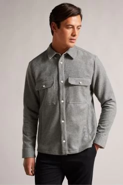Ted Baker Grey Long Sleeves Wool Blend Overshirt