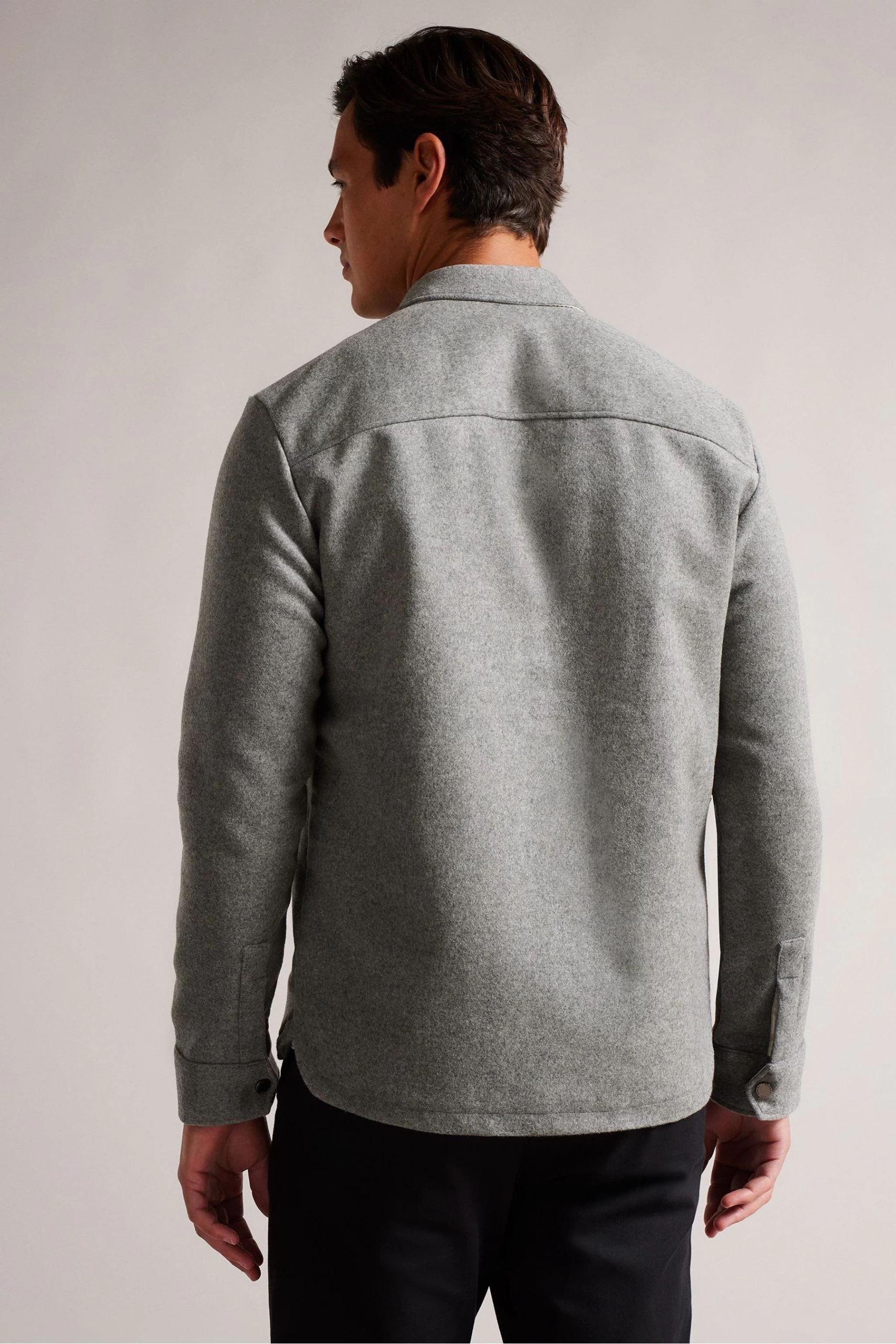 Ted Baker Grey Long Sleeves Wool Blend Overshirt 4 Ted Baker Grey Long Sleeves Wool Blend Overshirt - Image 2