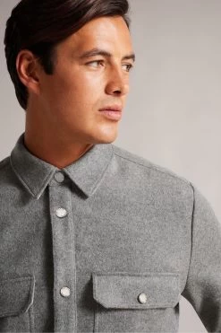 Ted Baker Grey Long Sleeves Wool Blend Overshirt 10 Ted Baker Grey Long Sleeves Wool Blend Overshirt -Ted Baker Shop 954003s3
