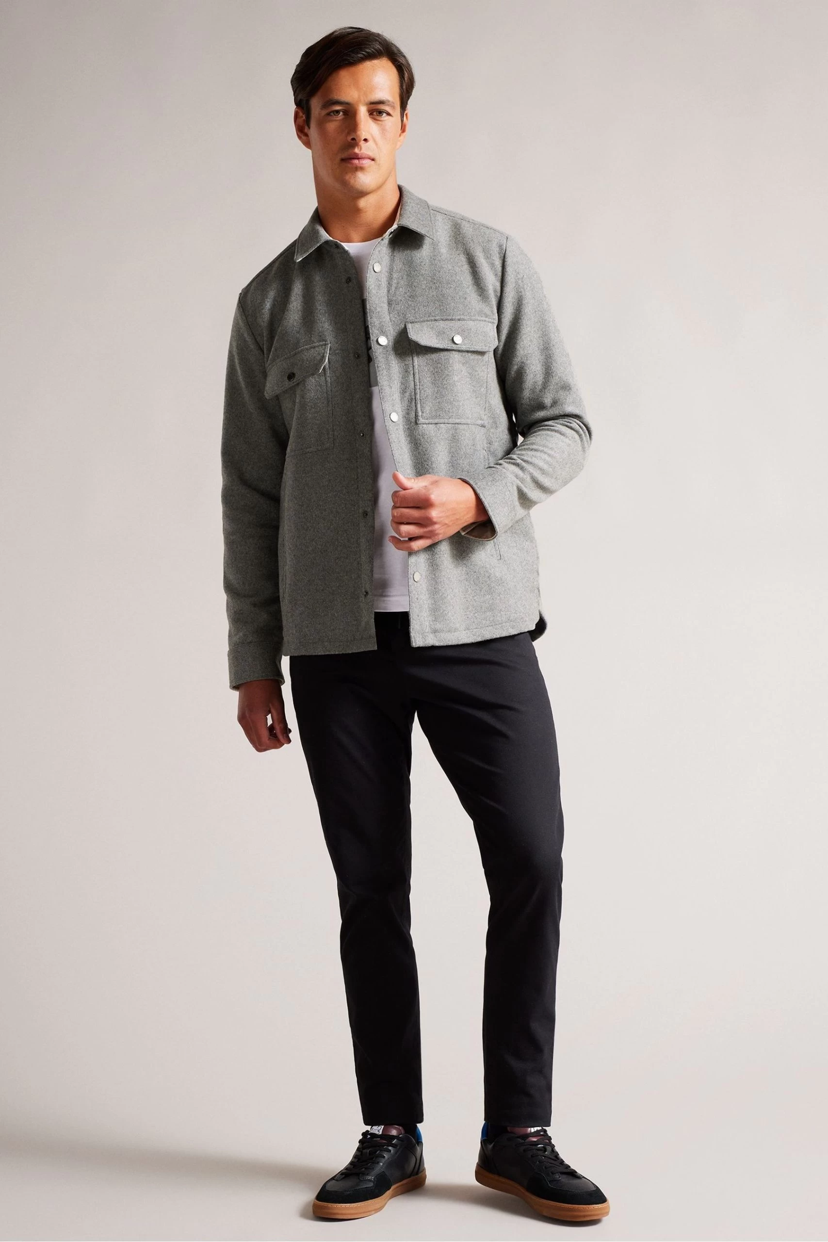Ted Baker Grey Long Sleeves Wool Blend Overshirt 6 Ted Baker Grey Long Sleeves Wool Blend Overshirt - Image 4