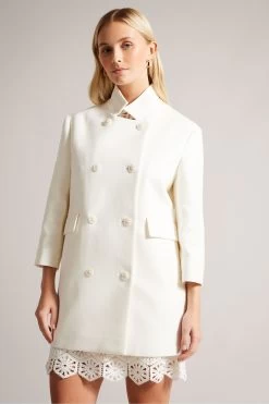 Ted Baker Natural Maisunn Double Breasted Hip Length Pea Coat