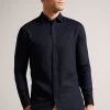Ted Baker Blue Jasperr Long Sleeved Cotton Linen Shirt 2 Ted Baker Blue Jasperr Long Sleeved Cotton Linen Shirt -Ted Baker Shop 968802s