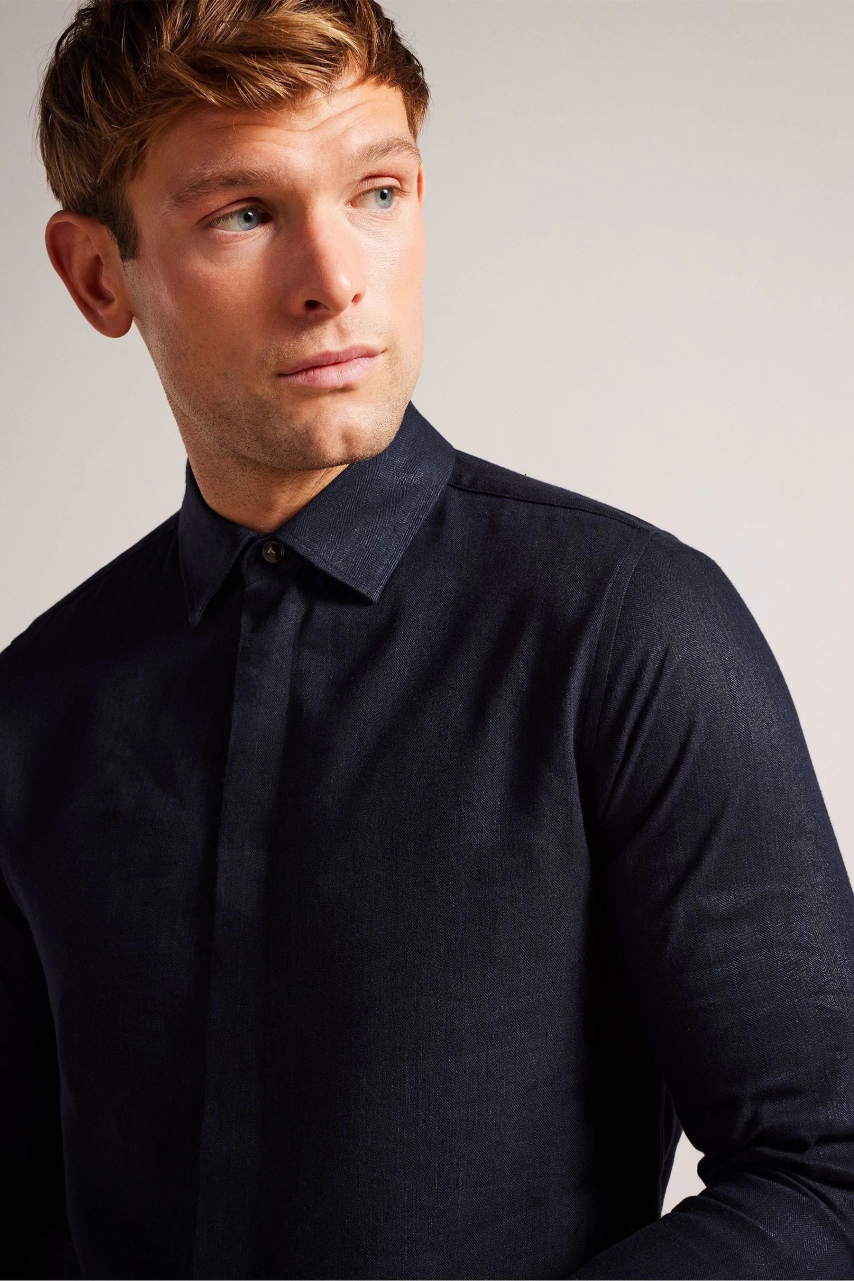 Ted Baker Blue Jasperr Long Sleeved Cotton Linen Shirt 6 Ted Baker Blue Jasperr Long Sleeved Cotton Linen Shirt - Image 4