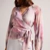 Ted Baker Pink Emiliah Coral Wrap Blouse With Smocked Shoulder 1 Ted Baker Pink Emiliah Coral Wrap Blouse With Smocked Shoulder -Ted Baker Shop 971184s