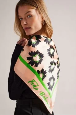 Ted Baker Pink Rubbyy Floral Printed Herringbone Scarf -Ted Baker Shop 972614s3
