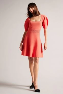 Ted Baker Pink Hayliy Coral Sleeve Detailed Skater Dress -Ted Baker Shop 975017s2