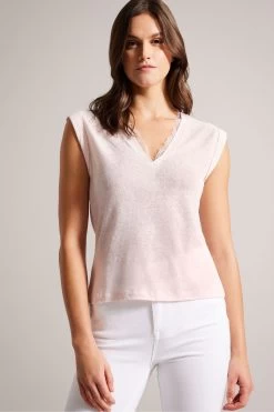 Ted Baker Effiy Nude Laced Neckline V-Neck Vest