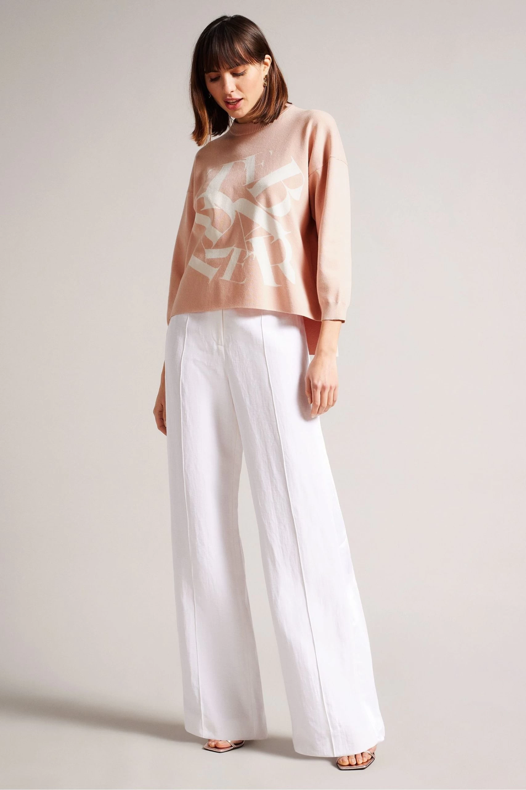 Ted Baker Pink Elssiaa Branded Jacquard Knit Top 4 Ted Baker Pink Elssiaa Branded Jacquard Knit Top - Image 2