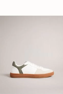 Ted Baker Barkerl Dk-Green Leather And Suede Sneakers