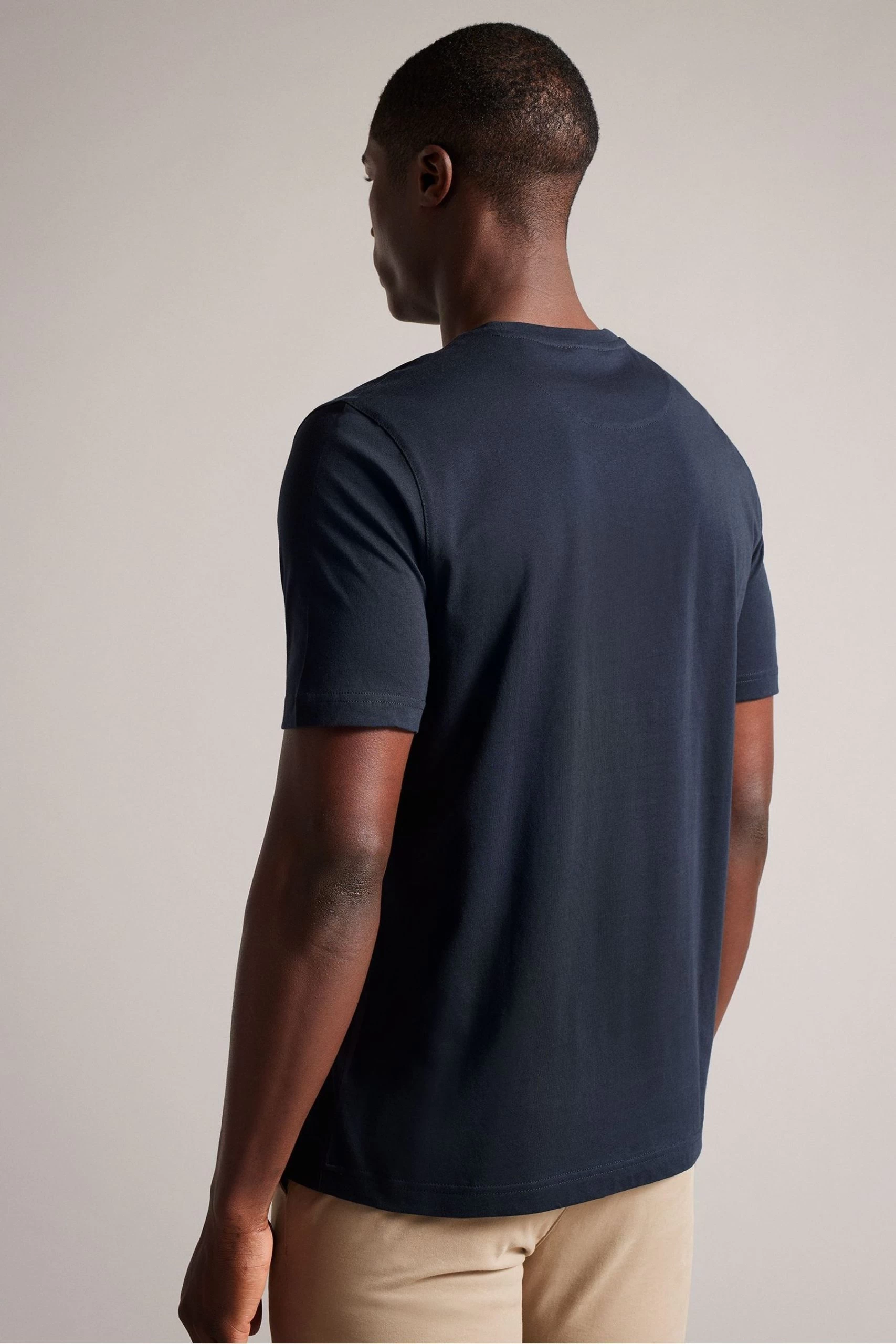 Ted Baker Navy Blue Wilkin Short Sleeved Branded T-Shirt 4 Ted Baker Navy Blue Wilkin Short Sleeved Branded T-Shirt - Image 2