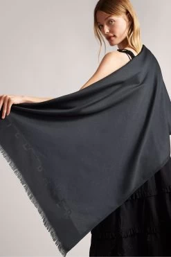 Ted Baker Black Esteli Logo Long Scarf 7 Ted Baker Black Esteli Logo Long Scarf -Ted Baker Shop A46272s3