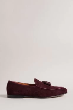 Ted Baker Red Erol Long Sleeved Oxblood Suede Dressy Loafers