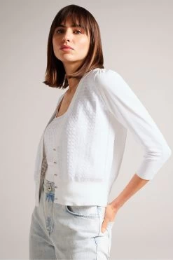 Ted Baker White Baliner Sequin Detail Knit Cardigan